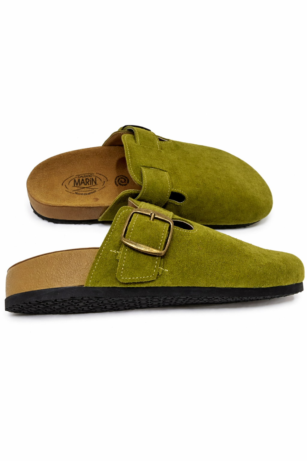 suecos de gamuza color verde