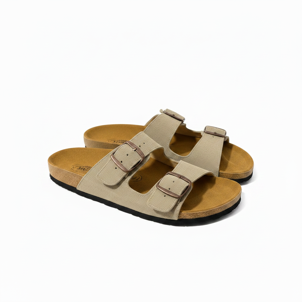 sandalia doble hebilla color beige