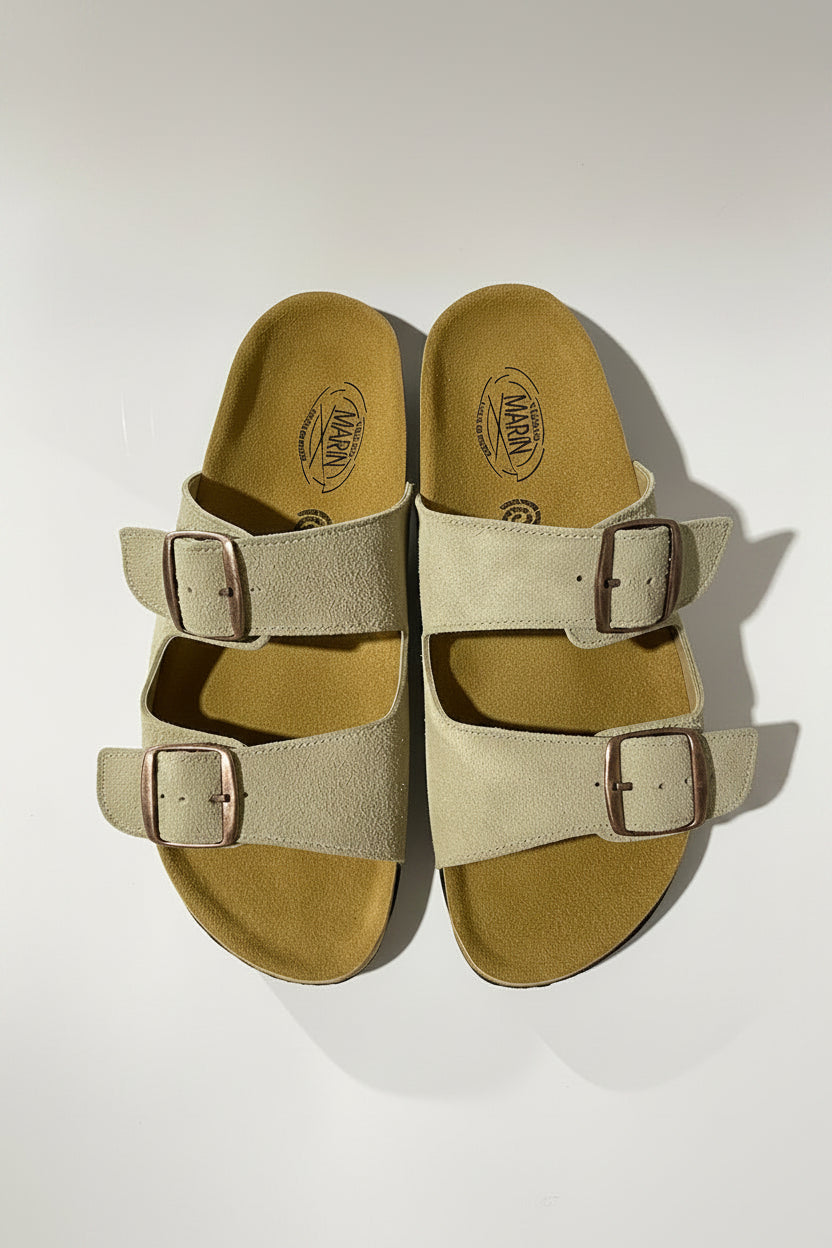 sandalia doble hebilla color beige