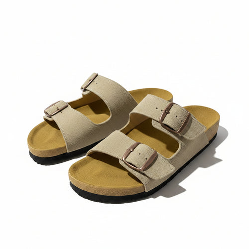 sandalia doble hebilla color beige